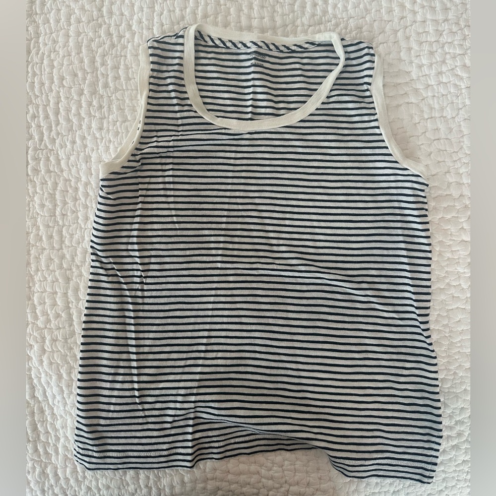 Madewell Striped Sleeveless Tank Top - Navy and White